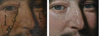 Restoration work on a 17th century painting