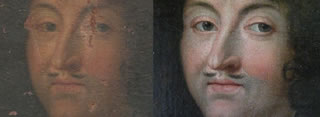 Restoration work on a 17th century painting