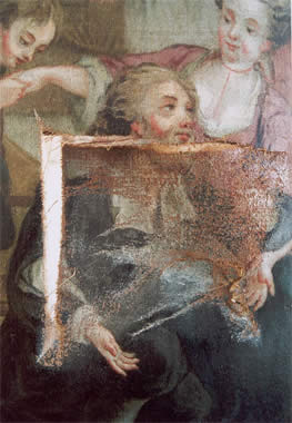 Restauration peinture 18ème avec accro