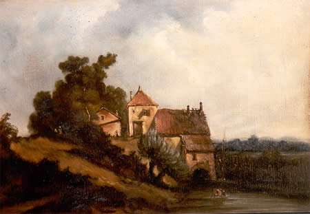 Copy in the manner of an 18th century painting representing an Aquitaine landscape 