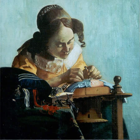 Reproduction de peinture - La Dentellière d'après Vermeer