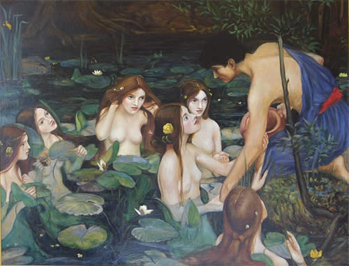 Copy of painting : Hylas and the Nymphs after Waterhouse