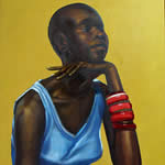 Femme africaine - huile sur toile