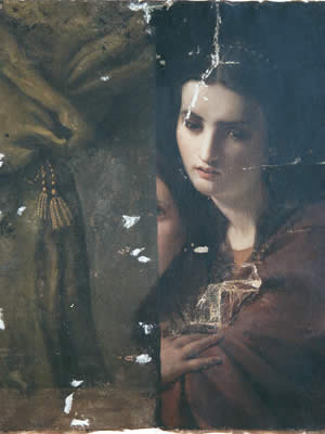 Restoration of antique painting : removal of over-paint