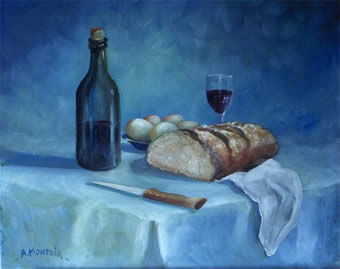 Le go�ter - Huile sur toile - Alain Montoir