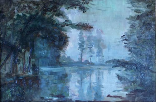 Vente tableau restaur&eacute; - tableau 20e si&egrave;cle - Etang