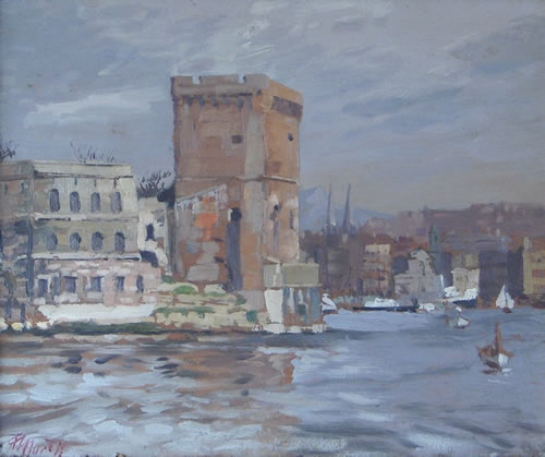 Vente tableau - Fort Saint Jean &agrave; Marseille - Tableau 20e si&egrave;cle