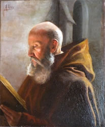 Vente tableau : portrait de moine lisant : 19e - 20e