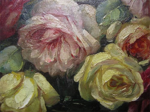 Vente tableau Bellemain - Ecole fran&ccedil;aise - Rose dans un vase en verre - 19e 20e