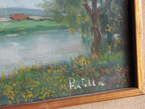Antique painting for sale : River - Pratella Fausto - Italian School