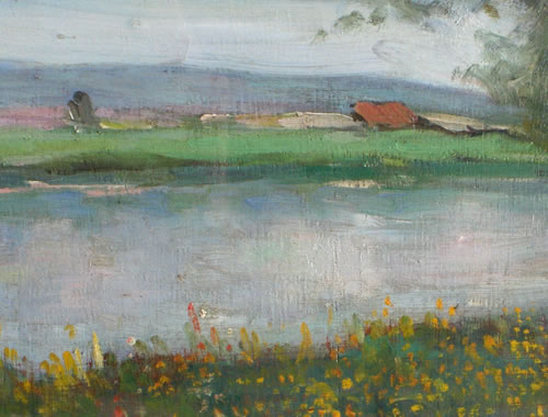 Antique painting for sale : River - Pratella Fausto - Italian School